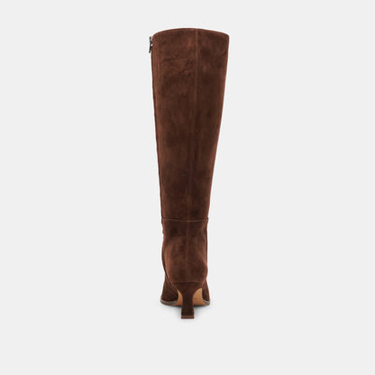 AUGGIE WIDE CALF DARK BROWN SUEDE