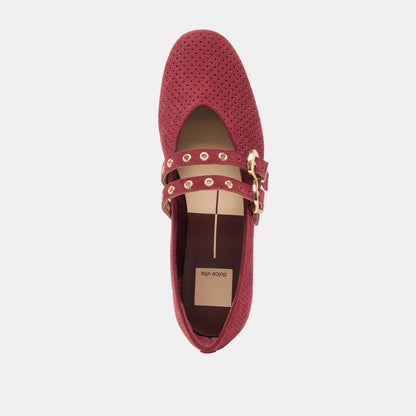 BAYLEE GROMMET OXBLOOD PERF SUEDE
