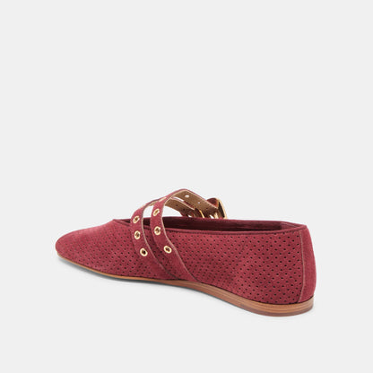 BAYLEE GROMMET OXBLOOD PERF SUEDE