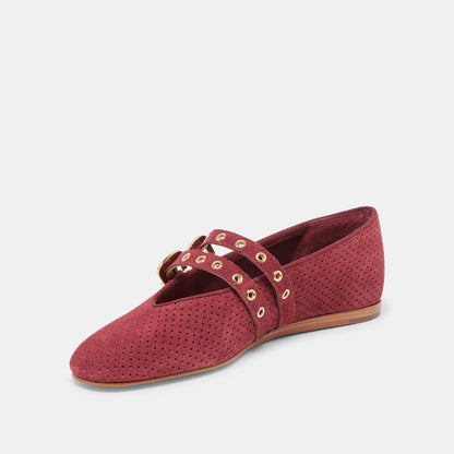 BAYLEE GROMMET OXBLOOD PERF SUEDE
