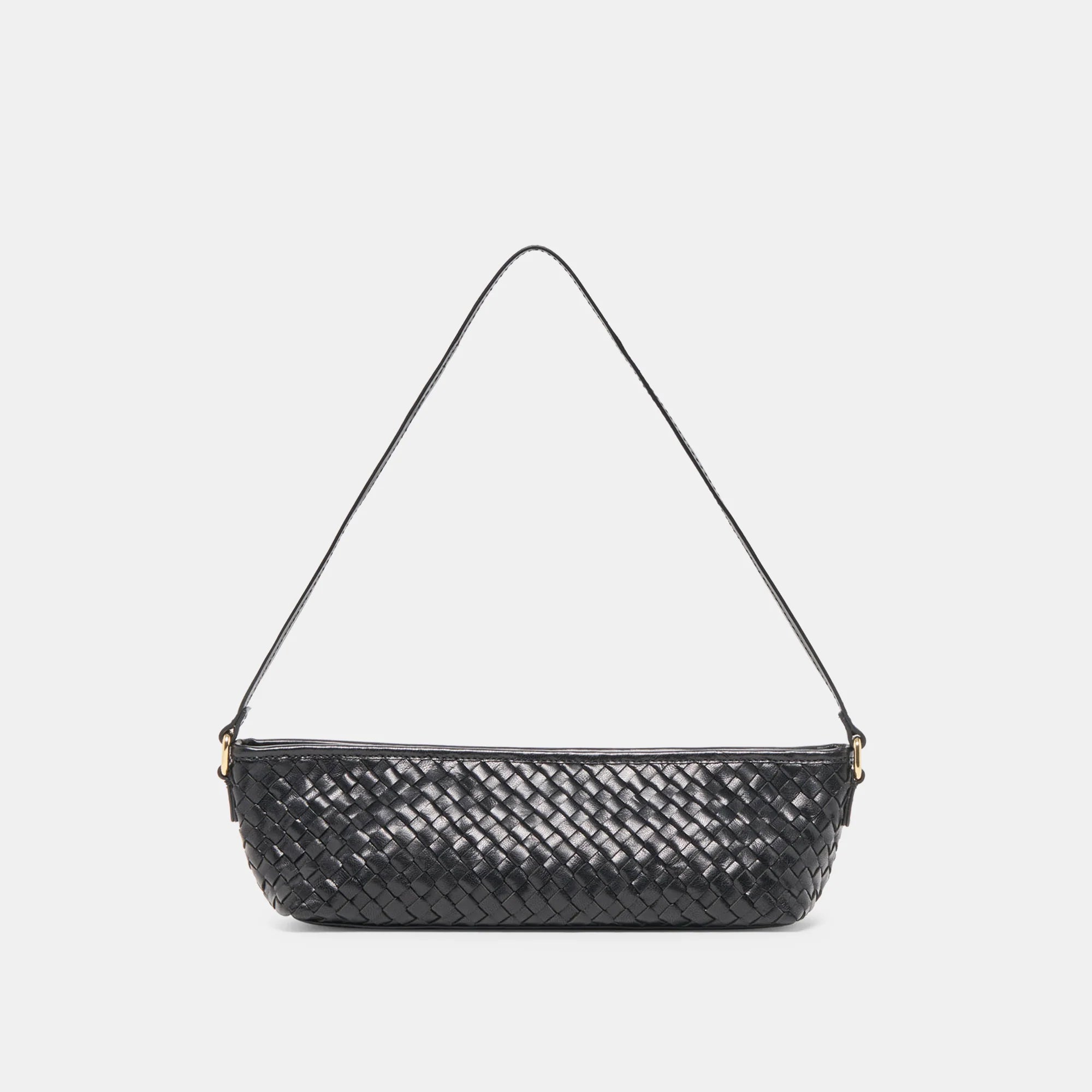 SAVAII WOVEN Black Leather Shoulder Bag | Women's Designer