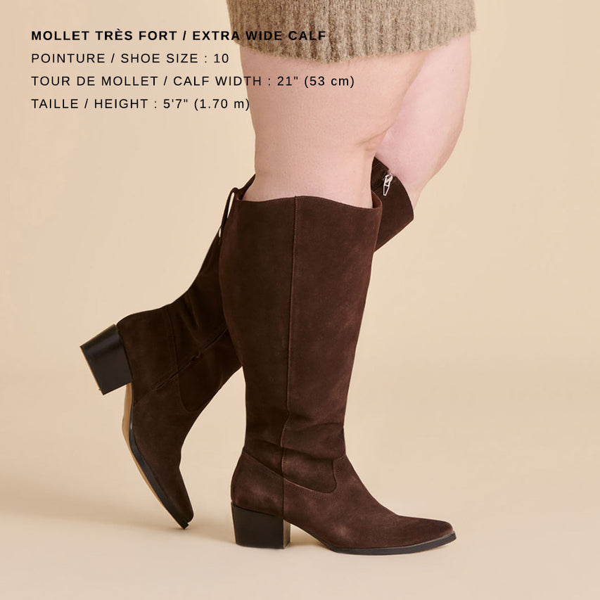 VIRONA H2O EXTRA WIDE CALF DARK BROWN SUEDE