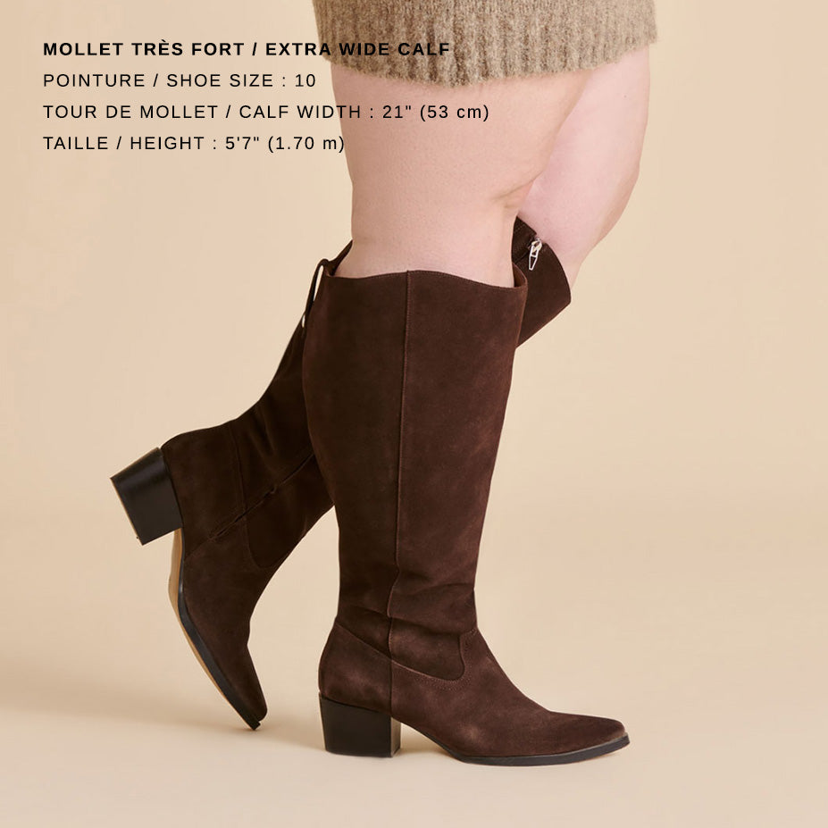 VIRONA H2O EXTRA WIDE CALF DARK BROWN SUEDE