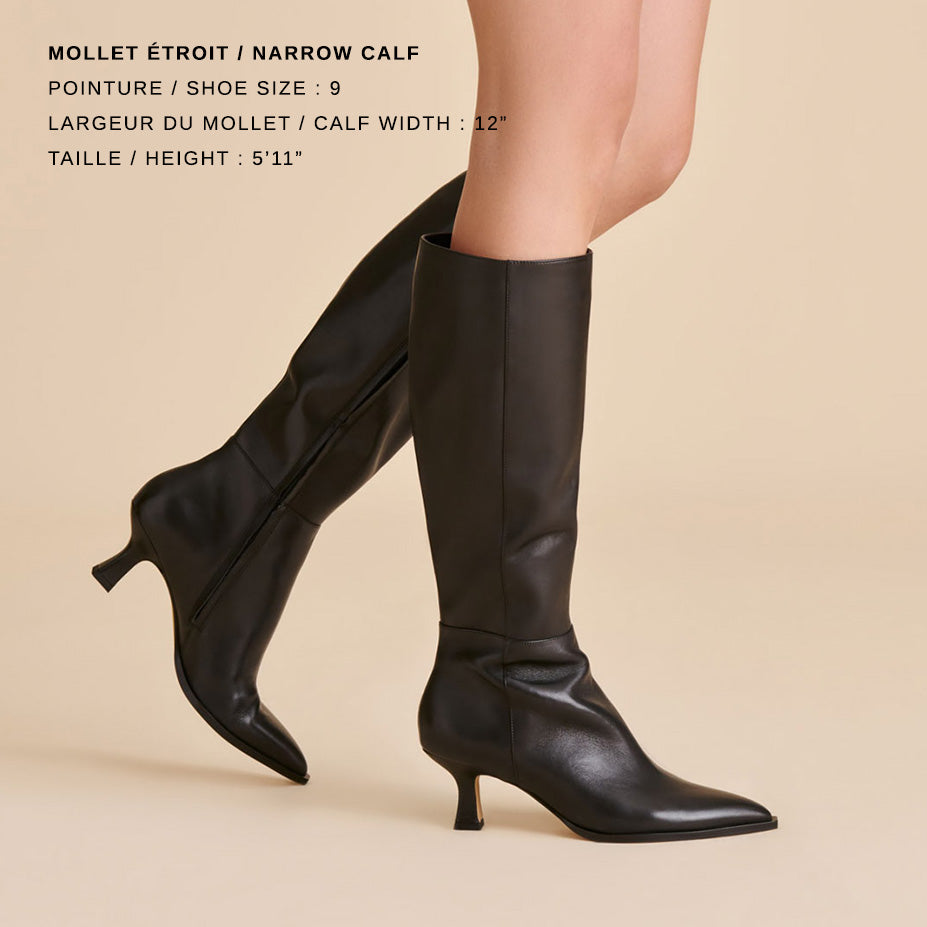 AUGGIE NARROW CALF BLACK LEATHER