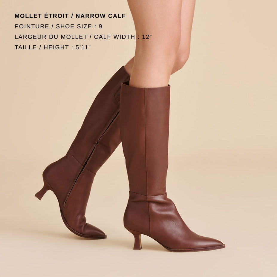 AUGGIE NARROW CALF CHOCOLATE LEATHER