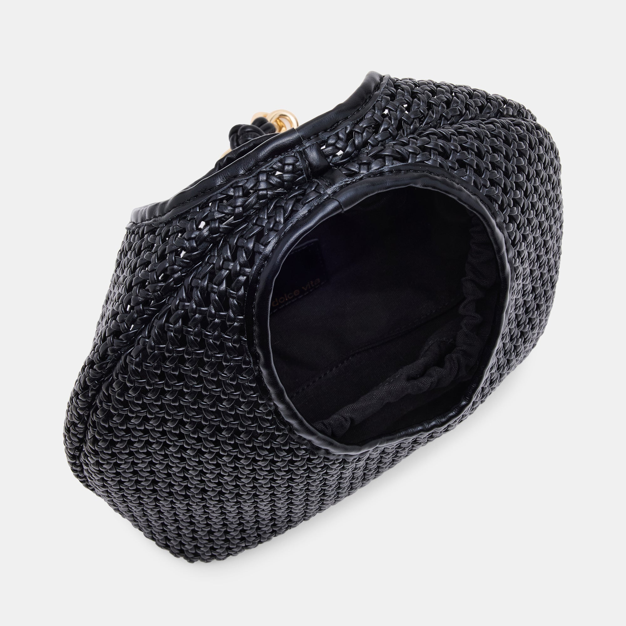 DAHLIA-W Black Woven Top Handle Bag | Women's Designer Handbags