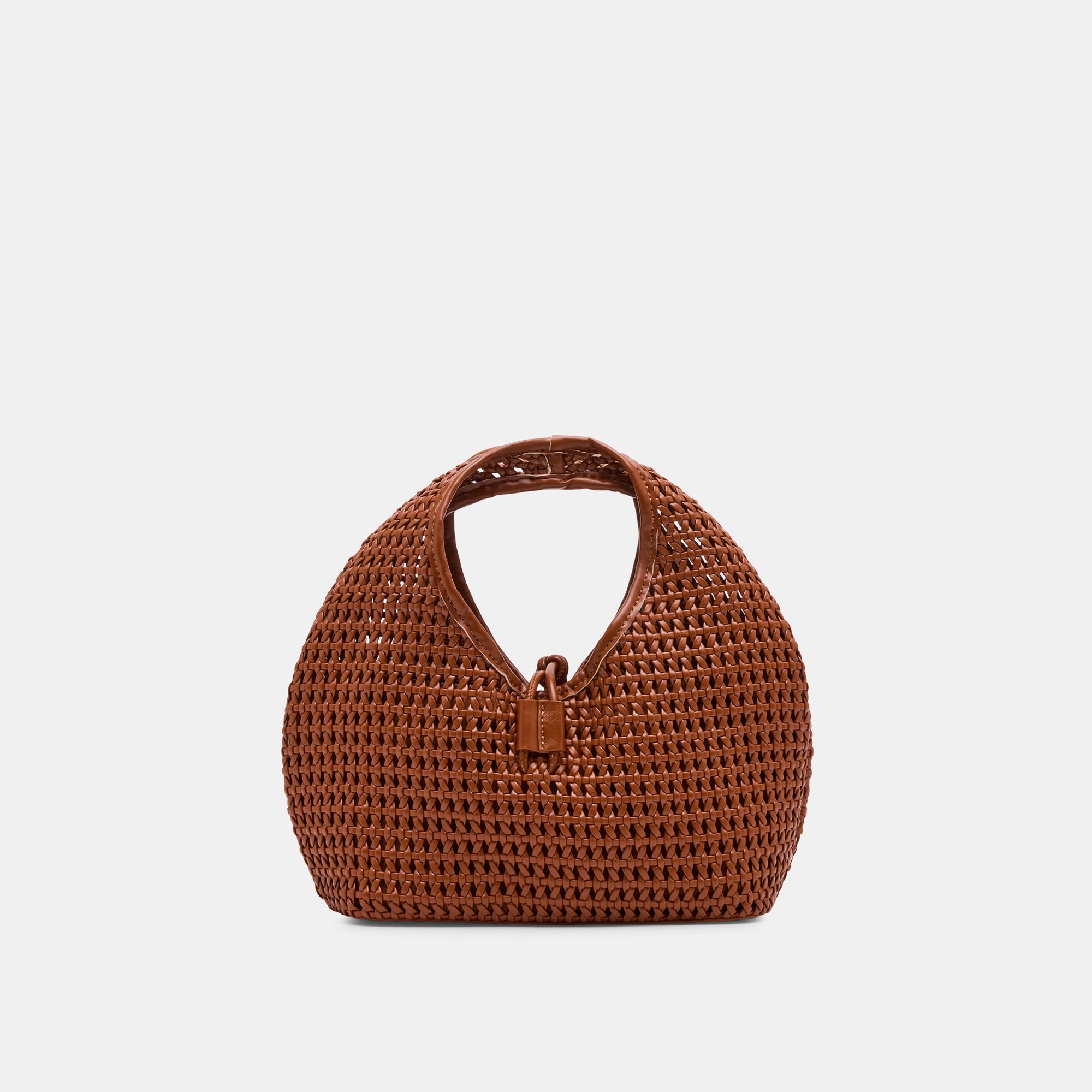 DAHLIA-W Cognac Woven Top Handle Bag | Women's Designer Handbags