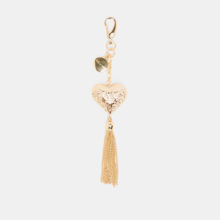 CHARME DE SAC À POMPON EN FORME DE COEUR OR