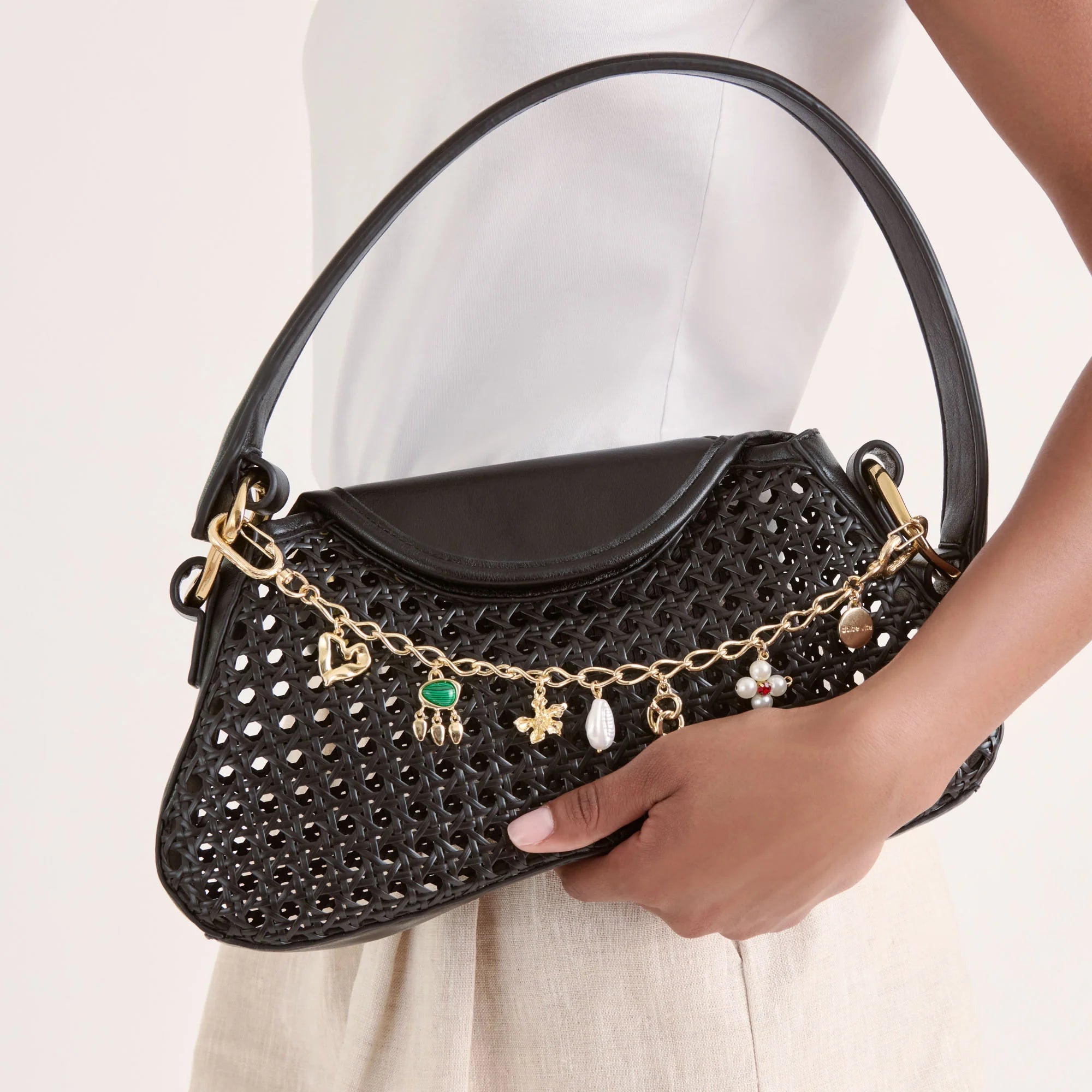 CHARME DE SAC CHAÎNE DE PERLES OR