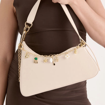 CHARME DE SAC CHAÎNE DE PERLES OR