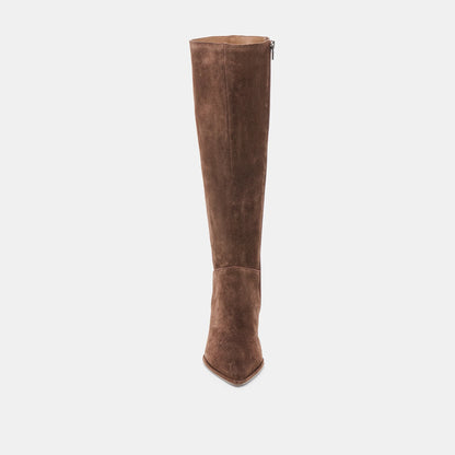 ALDY WIDE CALF DARK BROWN SUEDE