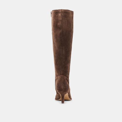 ALDY WIDE CALF DARK BROWN SUEDE