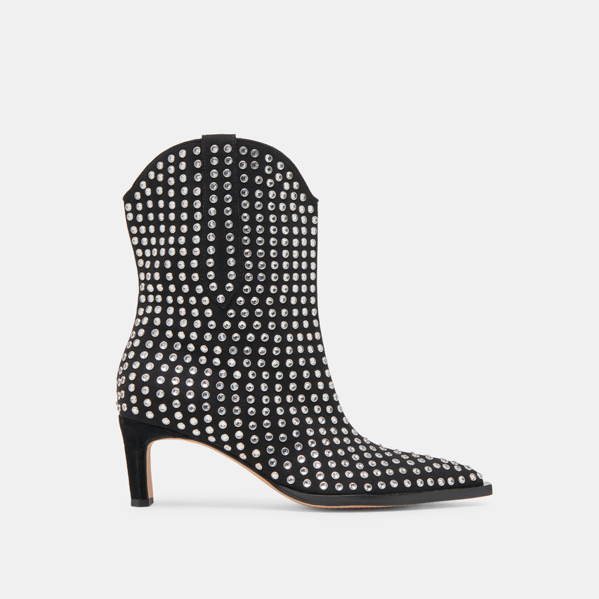 ANZEL CRYSTAL STUD CUIR NOIR