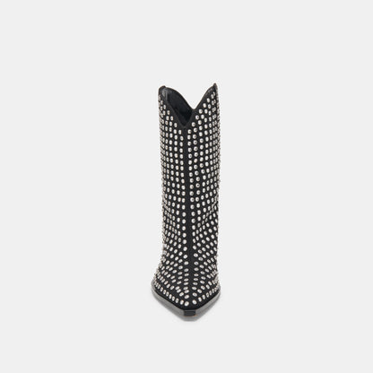 ANZEL CRYSTAL STUD CUIR NOIR