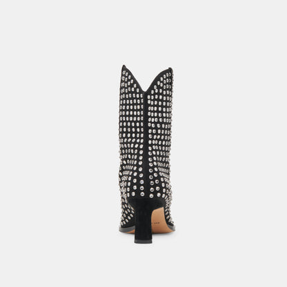 ANZEL CRYSTAL STUD CUIR NOIR