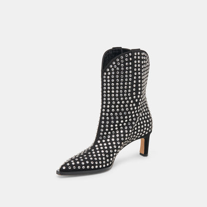 ANZEL CRYSTAL STUD CUIR NOIR