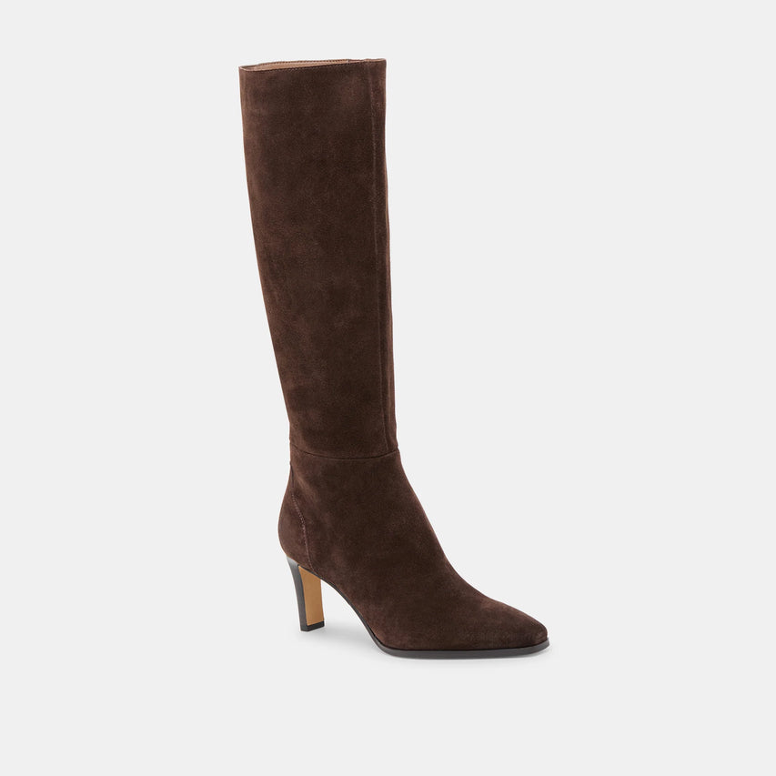 EMMI EXTRA WIDE CALF DARK BROWN SUEDE