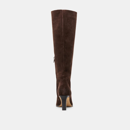 EMMI WIDE CALF DARK BROWN SUEDE