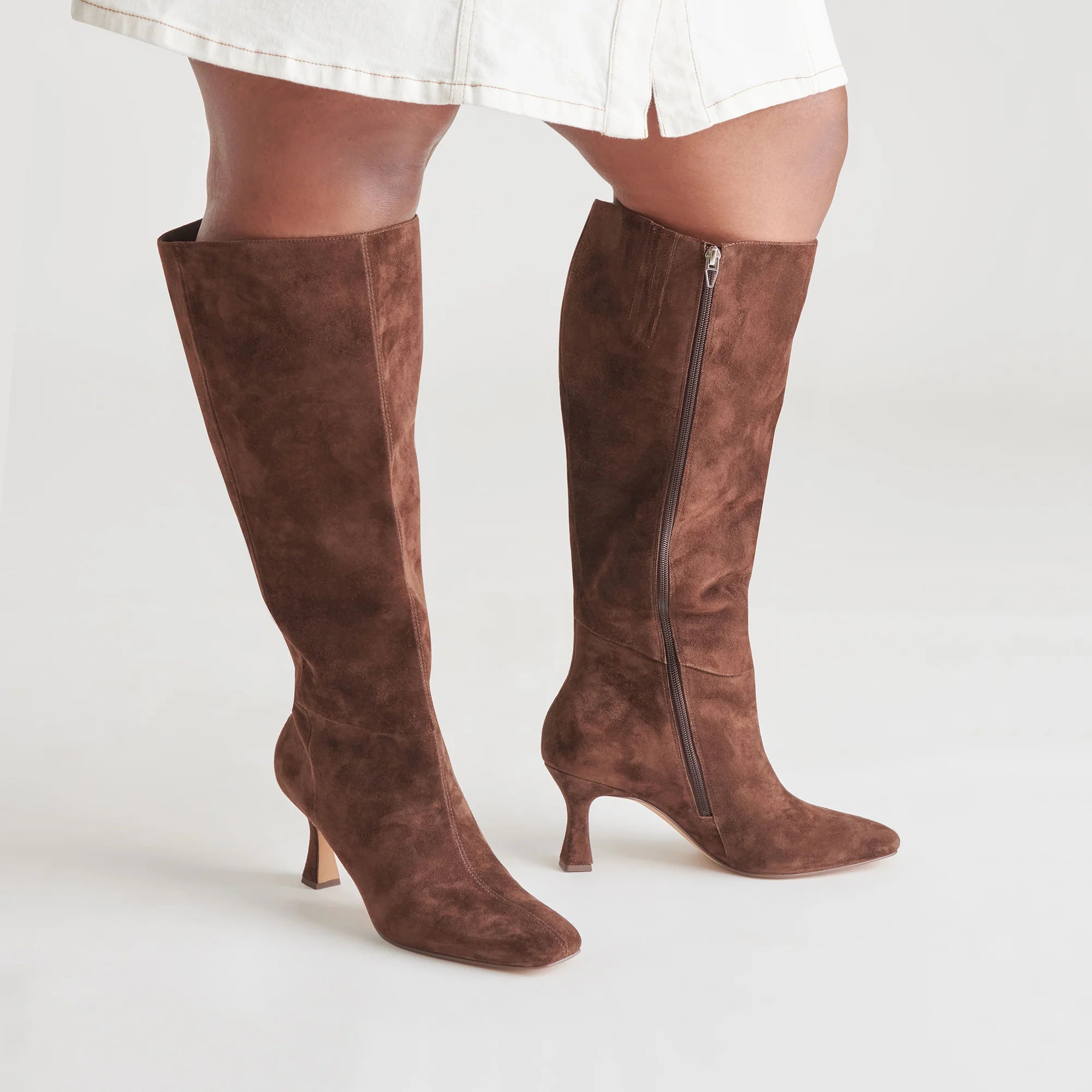 GYRA EXTRA WIDE CALF DARK BROWN SUEDE