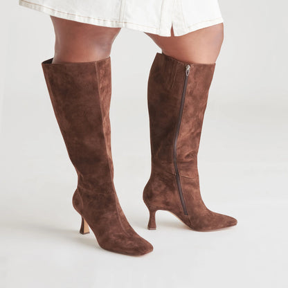 GYRA EXTRA WIDE CALF DARK BROWN SUEDE