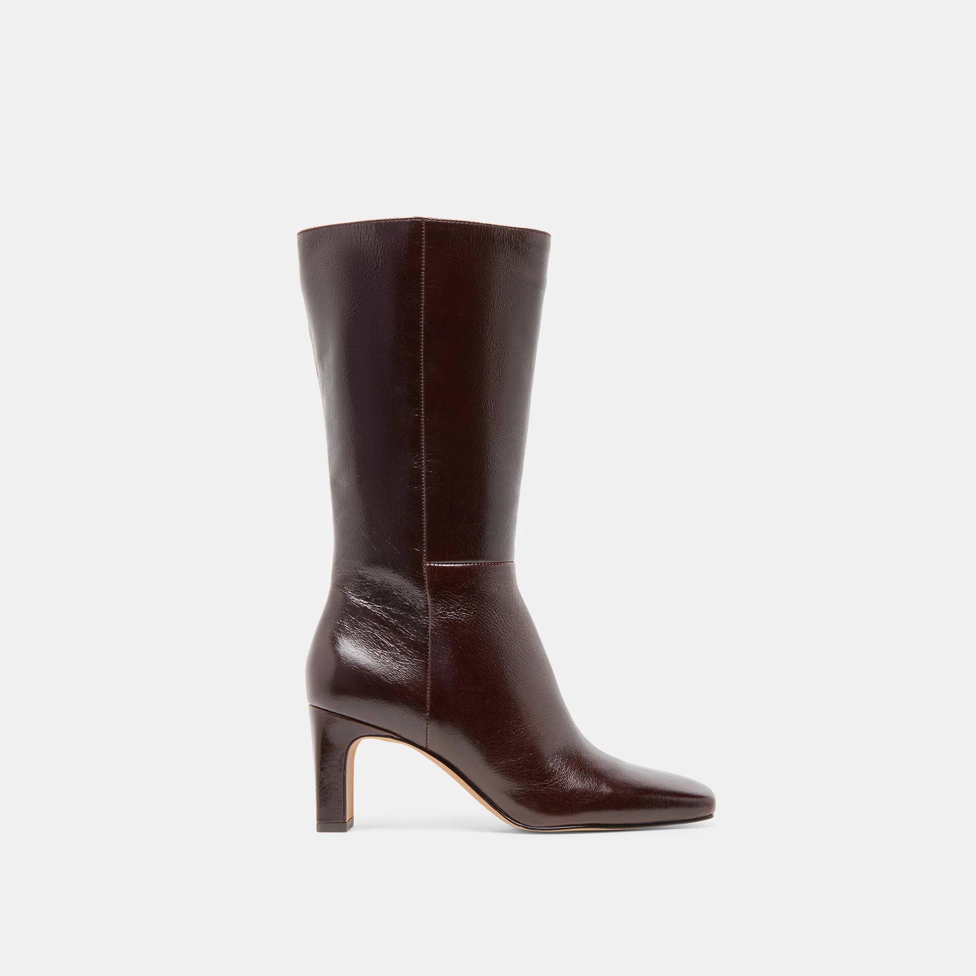 靴 70%CACAO LOOSE FIT LONG BOOTS RIGGS WIDE CALF Chocolate Leather Knee High Boots | Women's