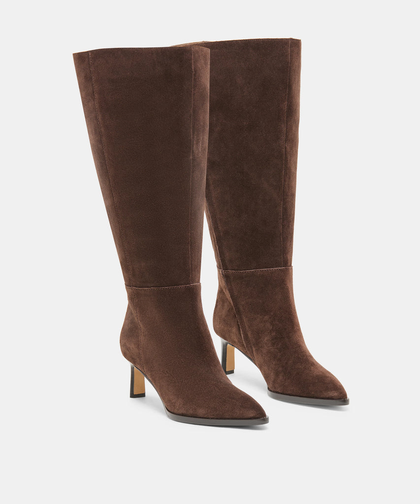 ALIMA EXTRA WIDE CALF DARK BROWN SUEDE