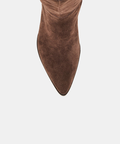 ALIMA DARK BROWN SUEDE