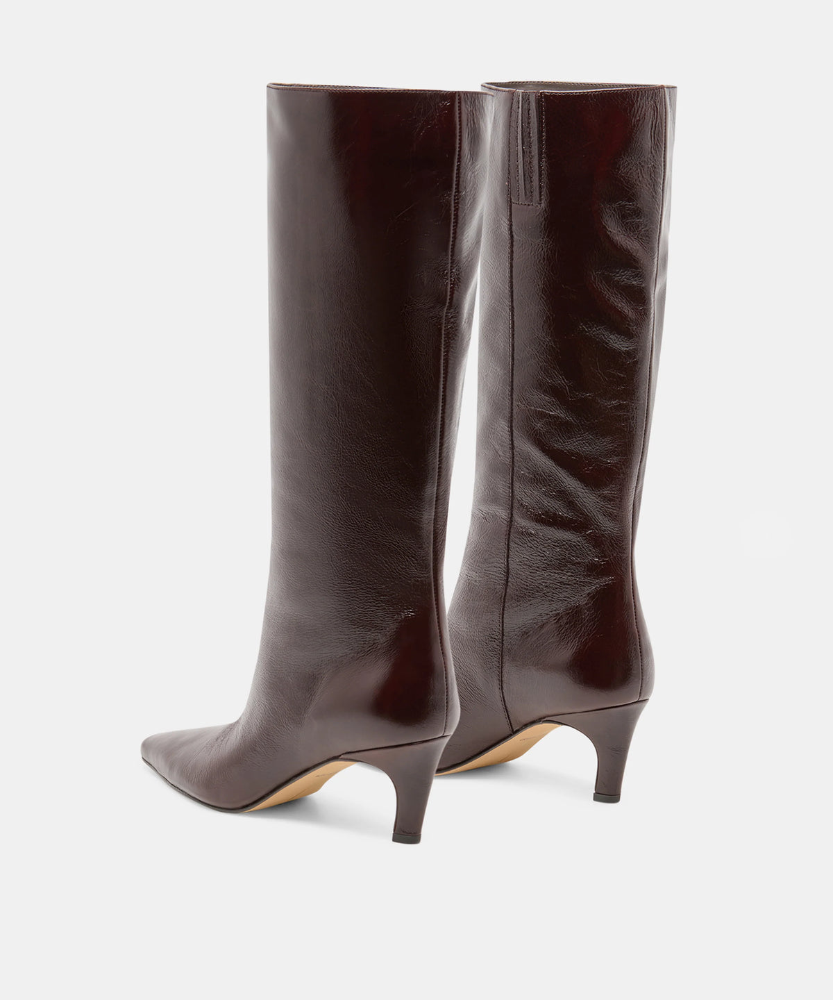 JAZMIN Black Cherry Leather Kitten Heel Knee High Boots - view 5
