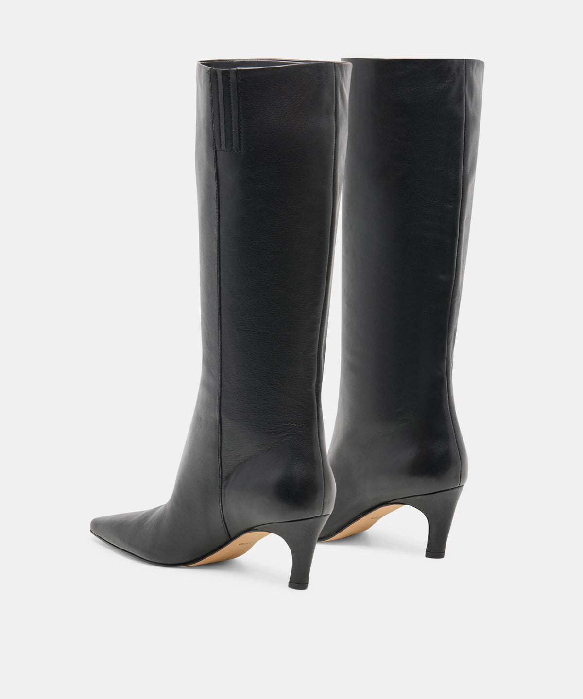 JAZMIN Black Leather Kitten Heel Knee High Boots - view 5
