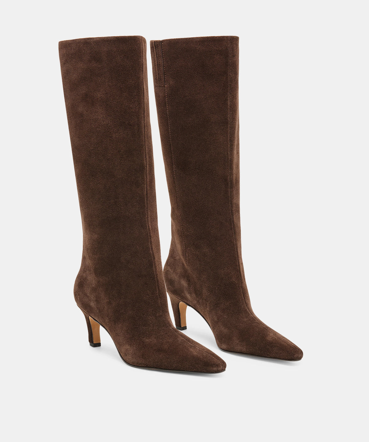 JAZMIN Espresso Suede Kitten Heel Knee High Boots - view 2