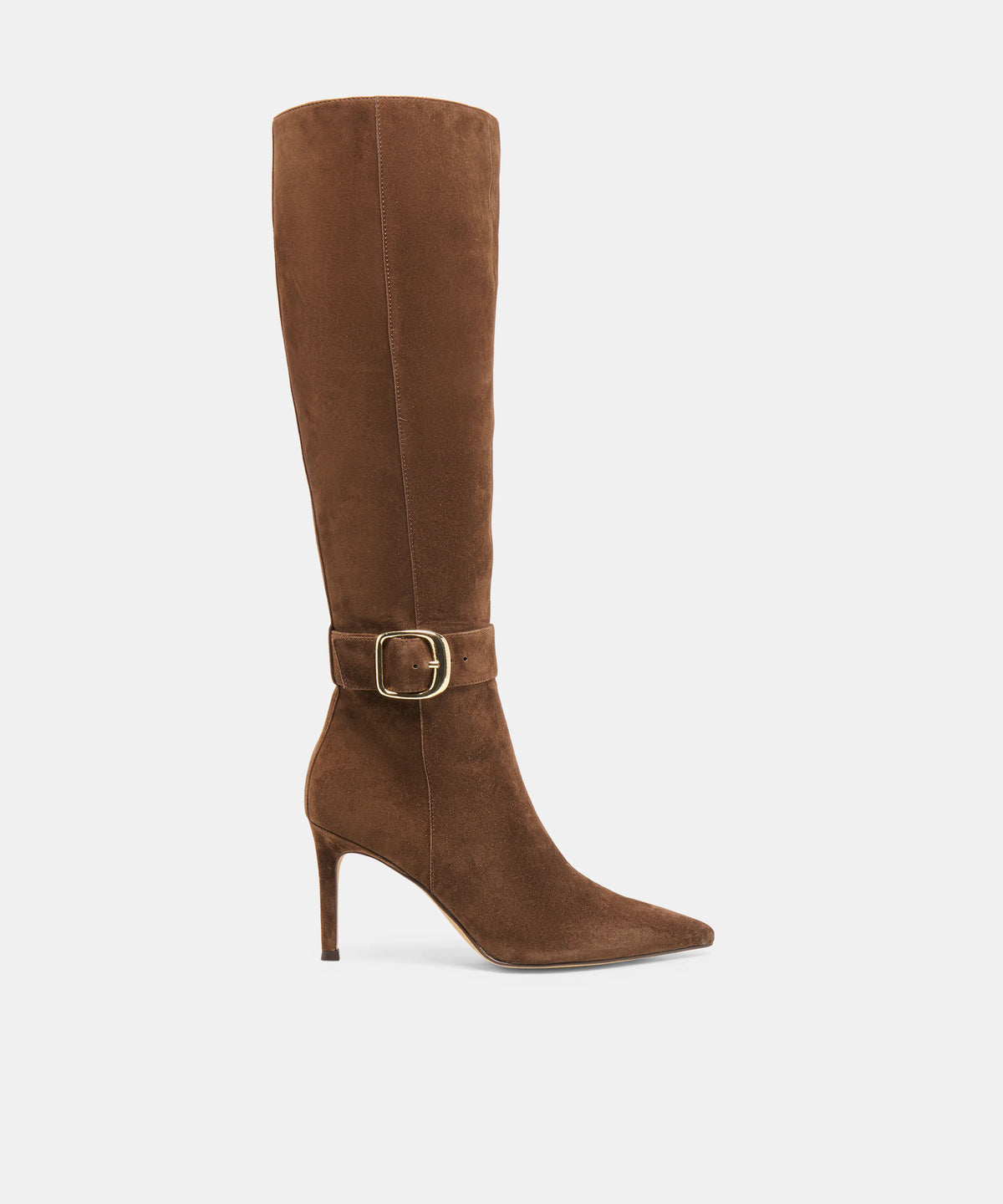 KINZY NARROW CALF DARK BROWN SUEDE