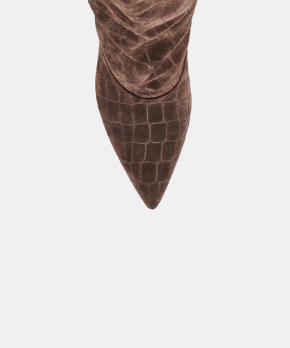 ROXLA Dark Chocolate Croco Knee-High Boots