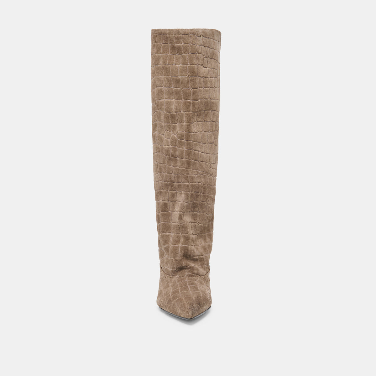 ROXLA Taupe Croco Suede Knee-High Boots - view 6