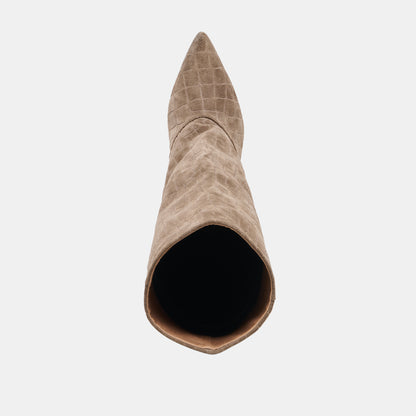 ROXLA Taupe Croco Suede Knee-High Boots