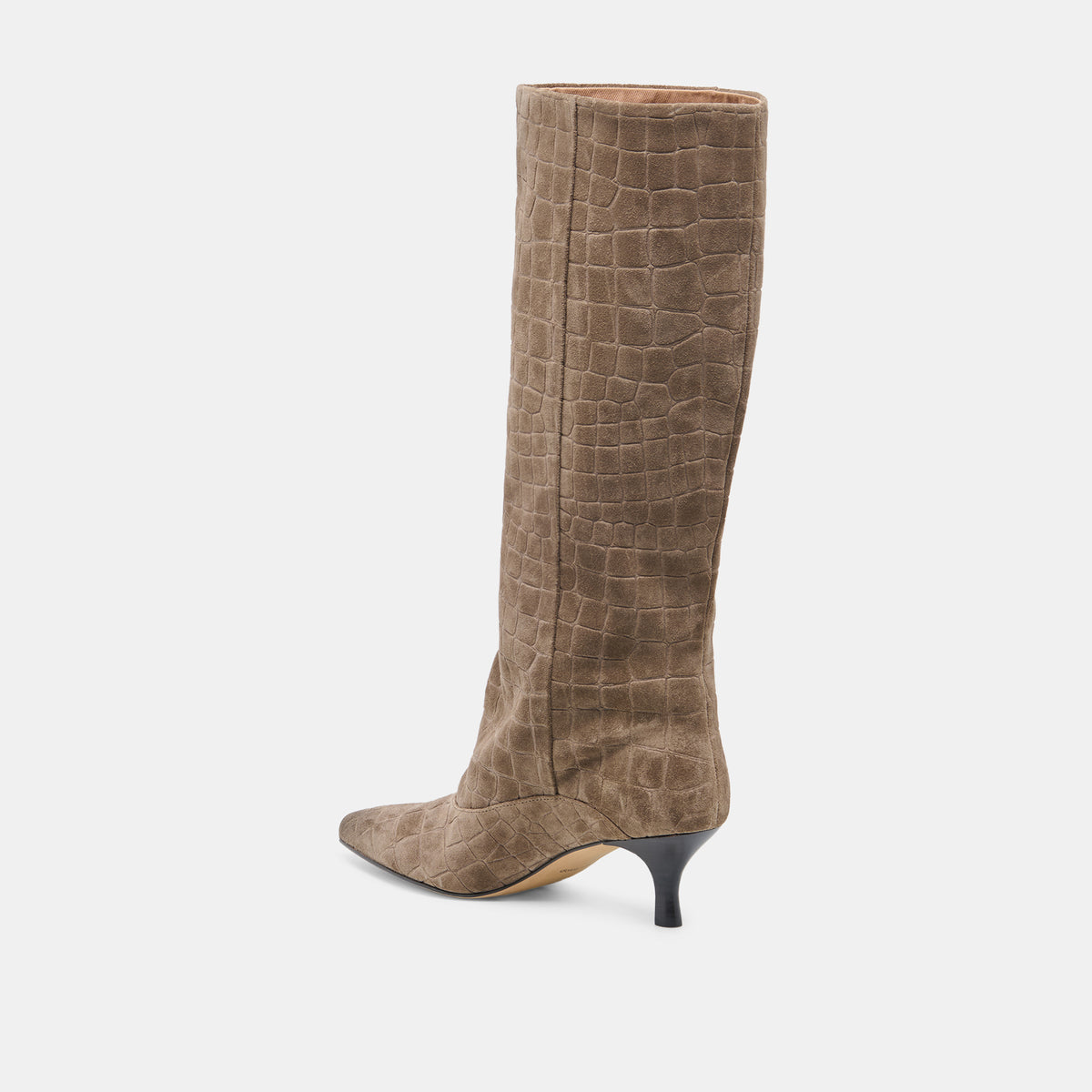 ROXLA Taupe Croco Suede Knee-High Boots - view 5