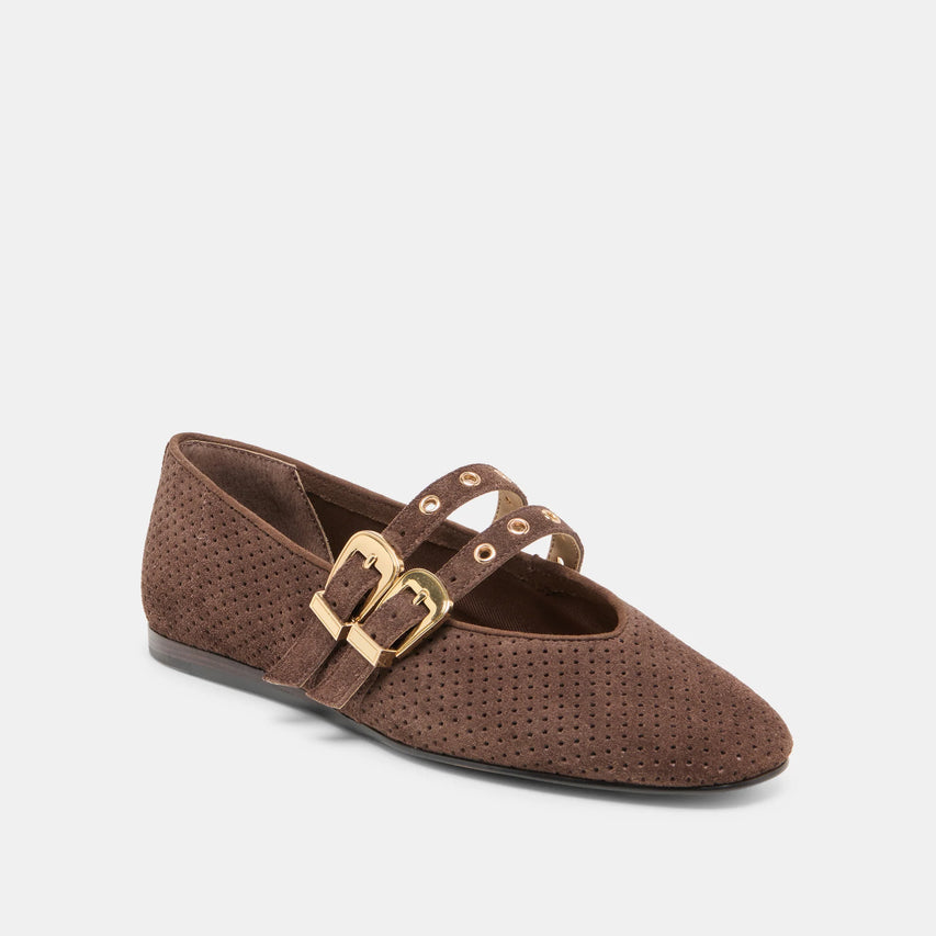BAYLEE GROMMET DARK BROWN SUEDE