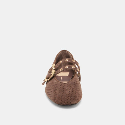 BAYLEE GROMMET DARK BROWN SUEDE