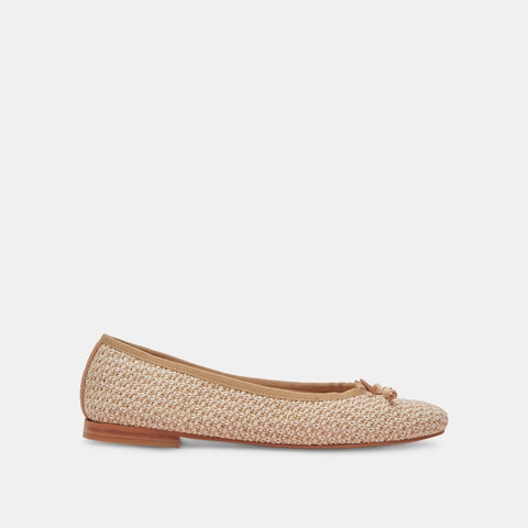 DOLCEVITA CACY WHITE/NATURAL RAFFIA Flats + Loafers