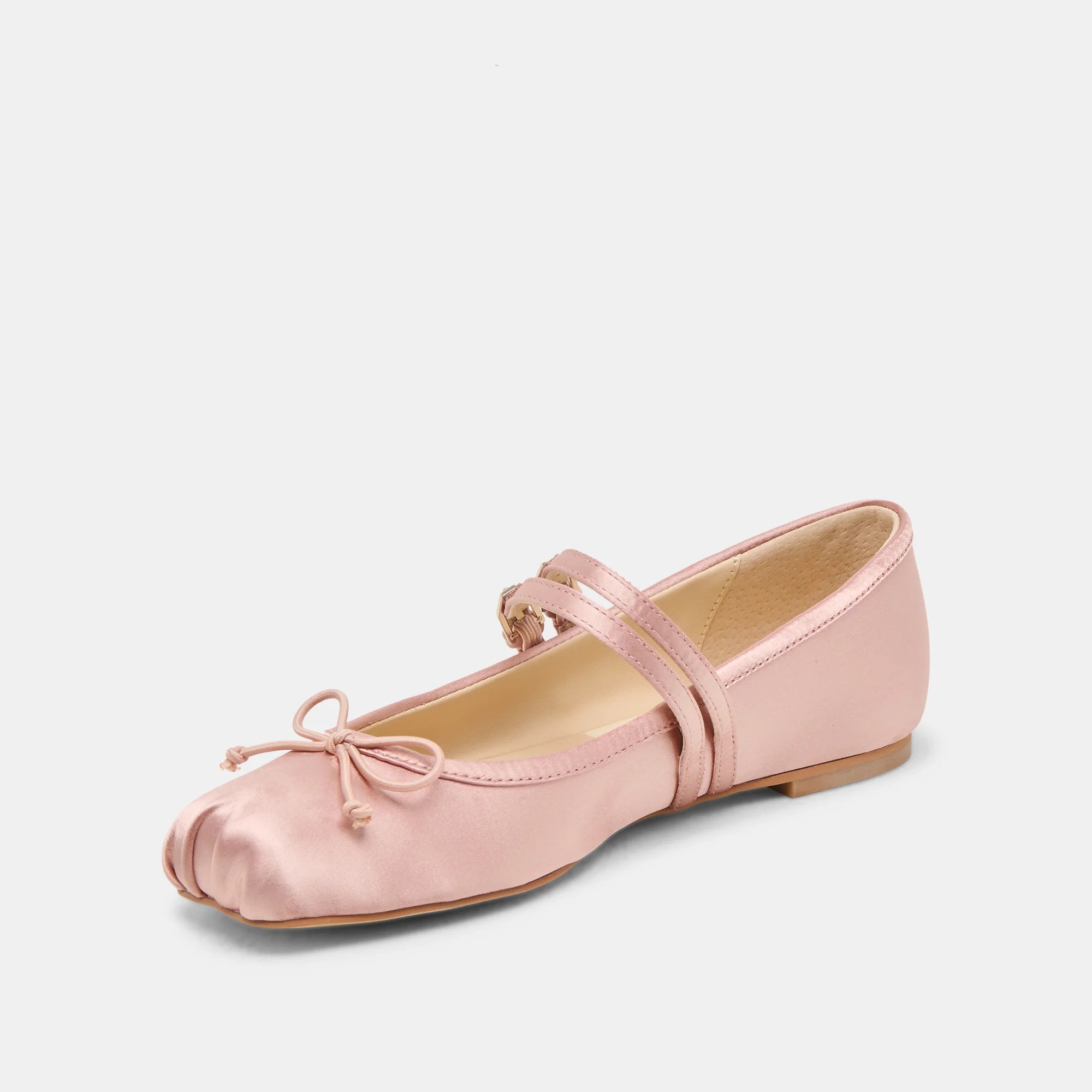 GIBSEN Blush Satin Square Toe Mary Jane Flats | Women's Designer GIBSEN Blush Satin Square Toe Mary Jane Flats | Women's Designer