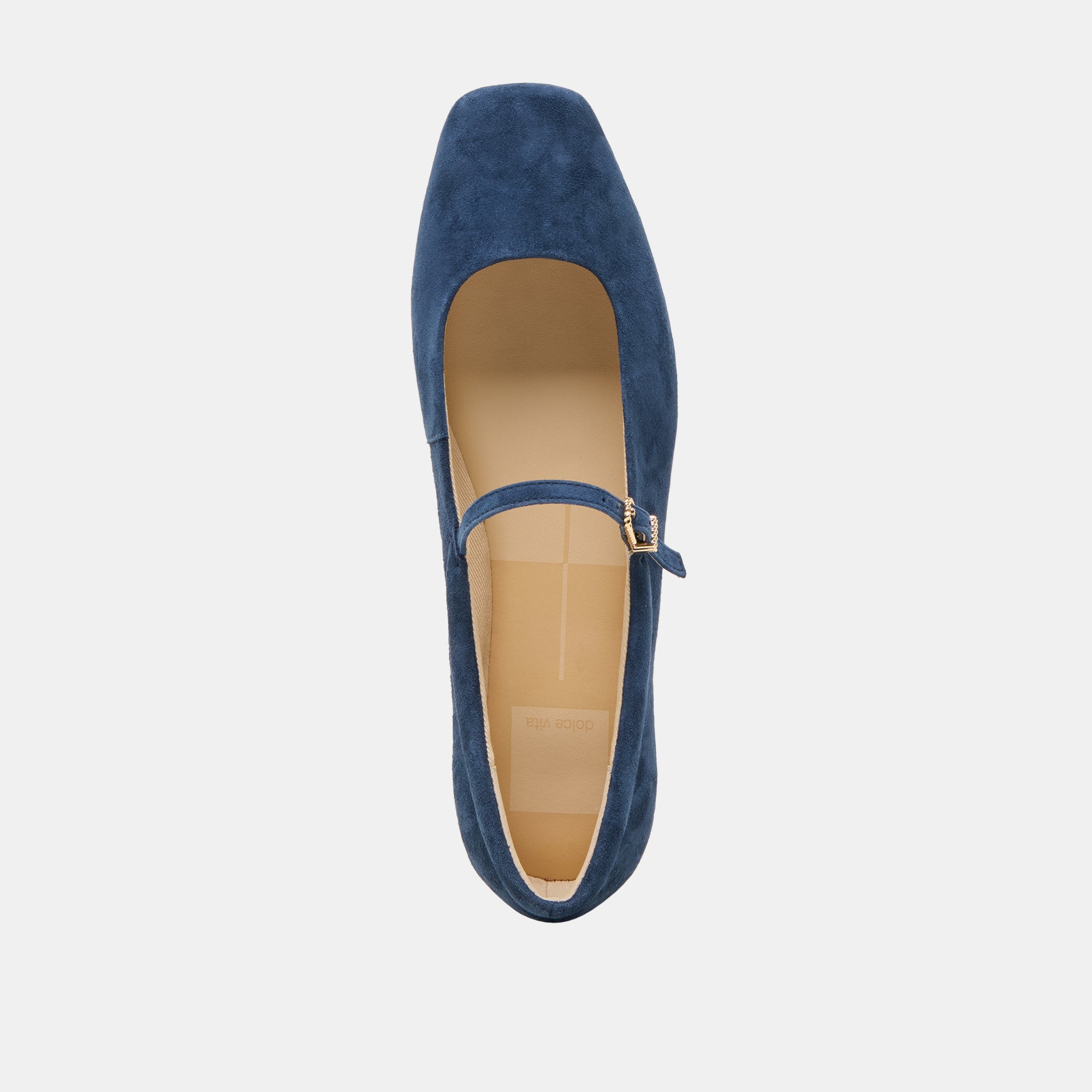 REYES Navy Suede Square-Toe Ballet Flats | Women's Designer Flats