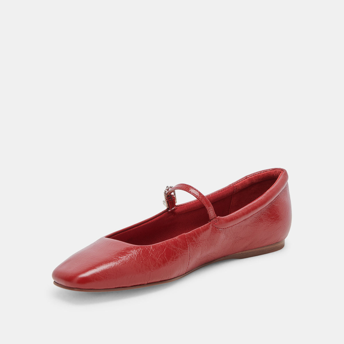 REYES Red Leather Square Toe Ballet Flats | Women's Designer Shoes ...