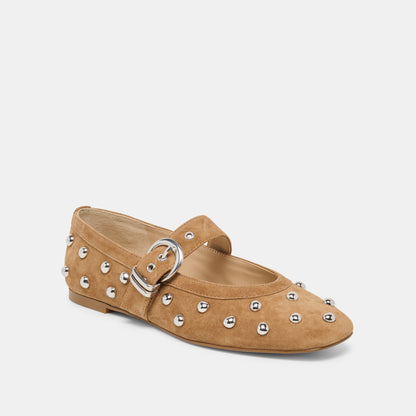 MIKEL STUD LIGHT BROWN SUEDE