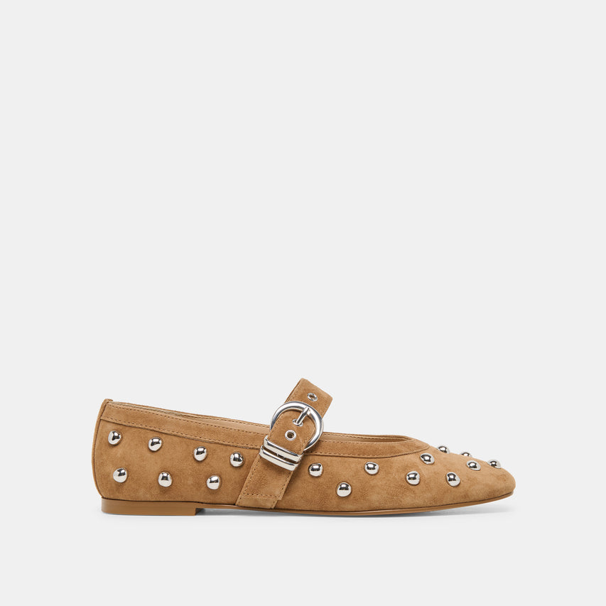 MIKEL STUD LIGHT BROWN SUEDE