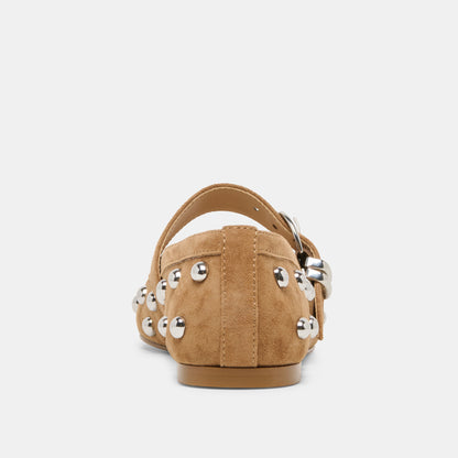 MIKEL STUD LIGHT BROWN SUEDE