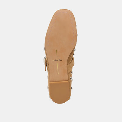 MIKEL STUD LIGHT BROWN SUEDE