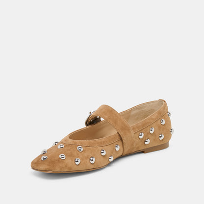 MIKEL STUD LIGHT BROWN SUEDE