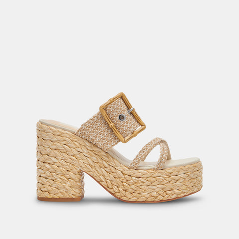 DOLCEVITA EDWINA WHITE/NATURAL RAFFIA Wedge Sandals