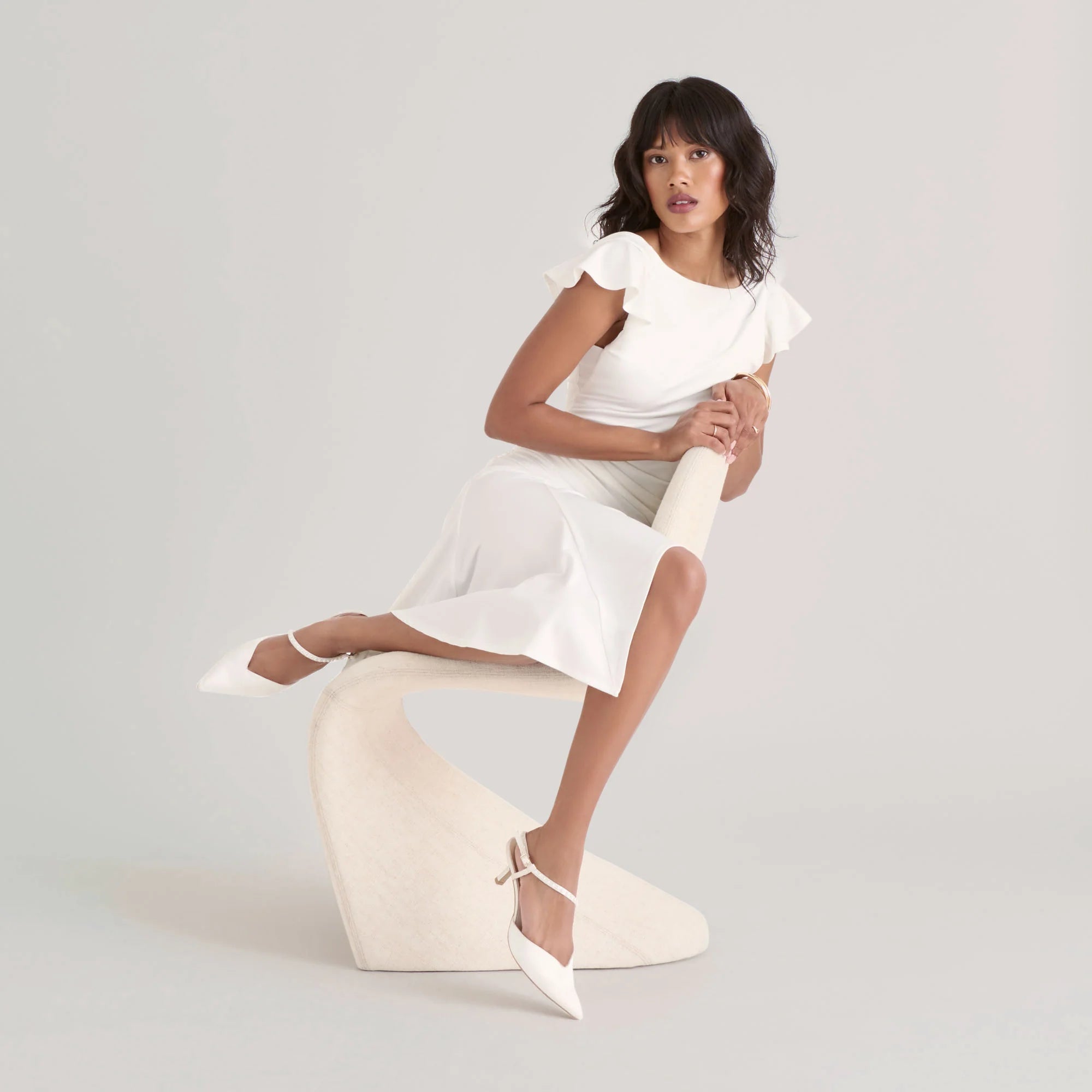 KAMRA PEARL MID WHITE SATIN