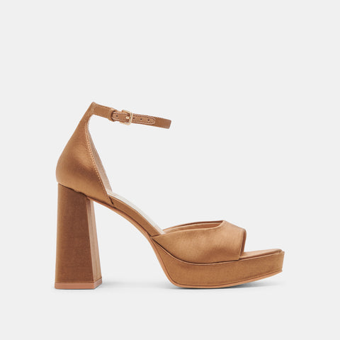 DOLCEVITA PANDRO MID BROWN SATIN All Sandals & Heels