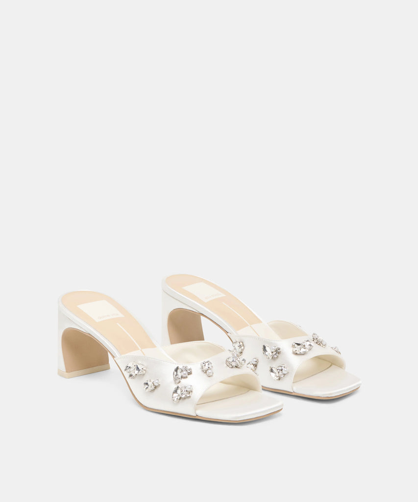 GENENE RHINESTONE WHITE SATIN